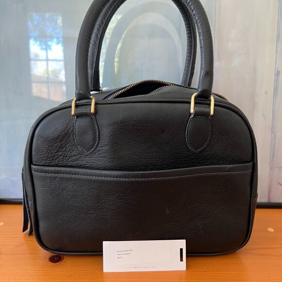 Rare Clare V. Navy Madeleine Petit Leather Handbag - Picture 2 of 5